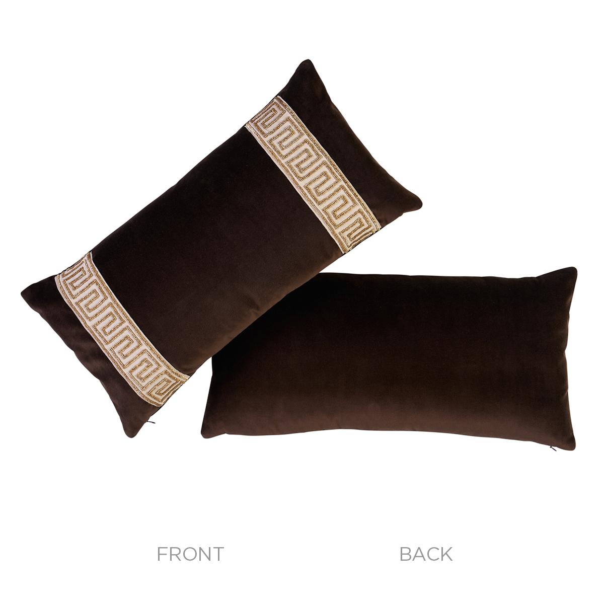 Schumacher Espresso 24" x 12" Delphi Beaded Tape Pillow