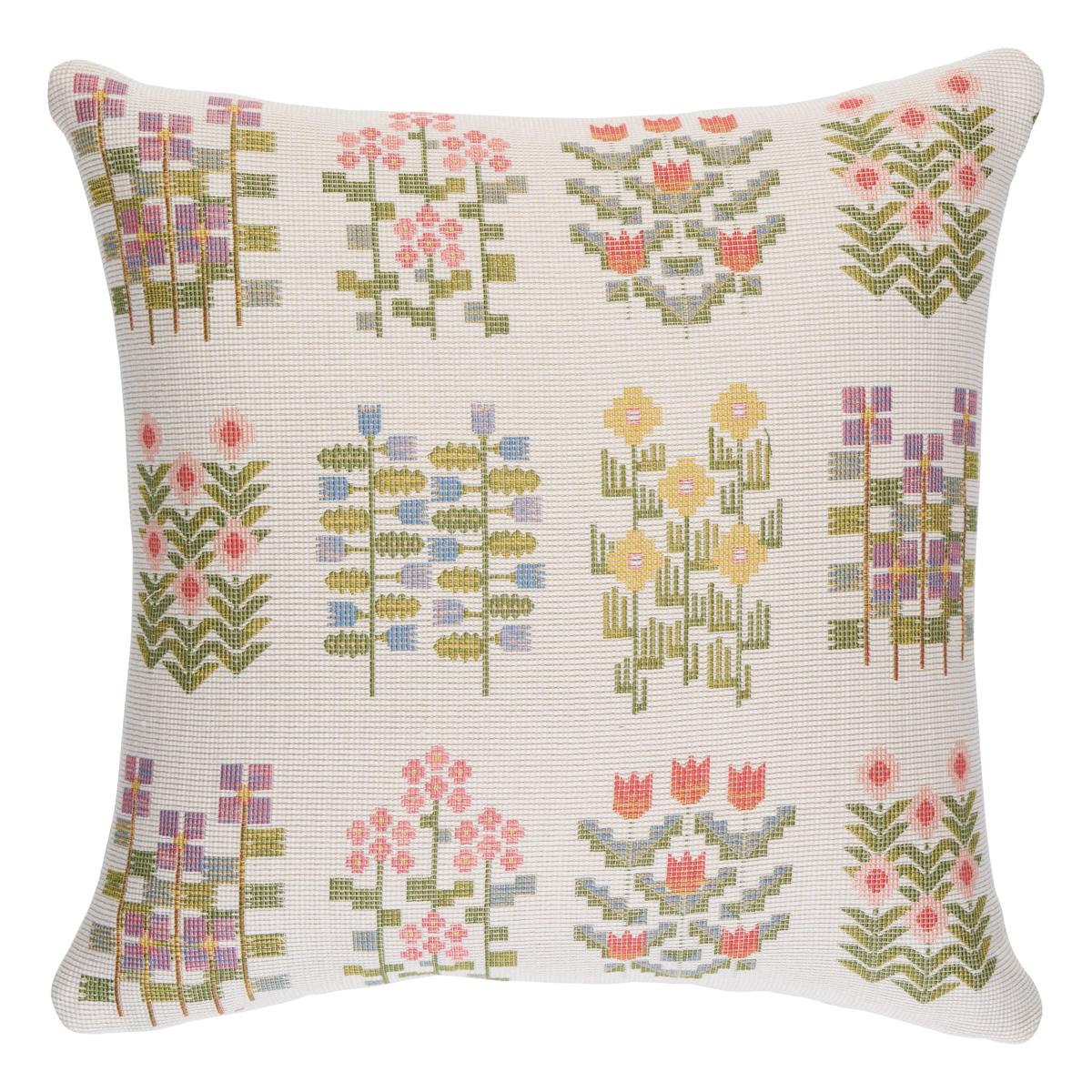 Schumacher Multi On Ivory 18" x 18" Annika Floral Tapestry Pillow