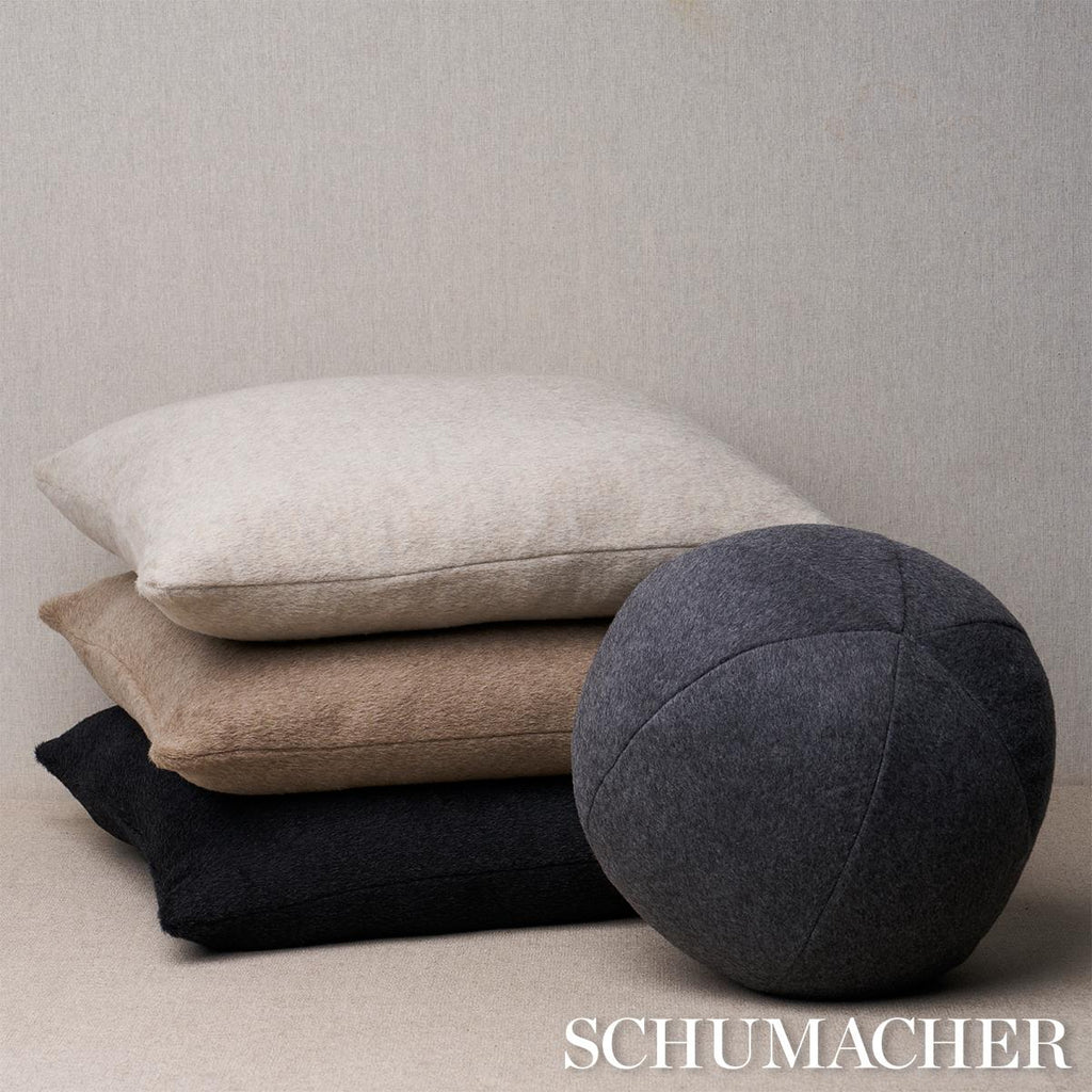 Schumacher Dixon Mohair Sphere Smoke 12" x 12" Pillow