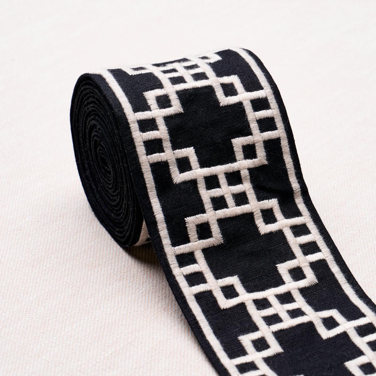 Schumacher Squared Away Trellis Tape Black Trim