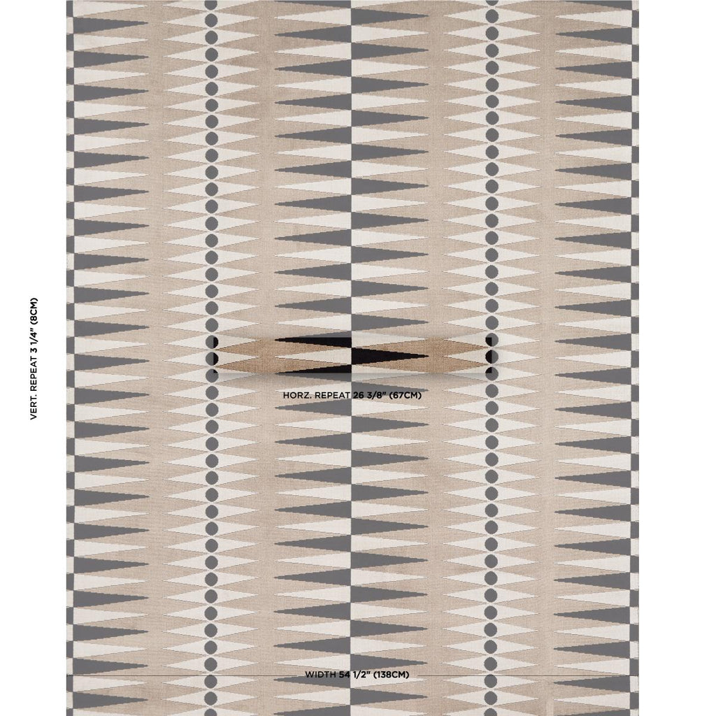 Schumacher Backgammon Cut Velvet Neutral Fabric