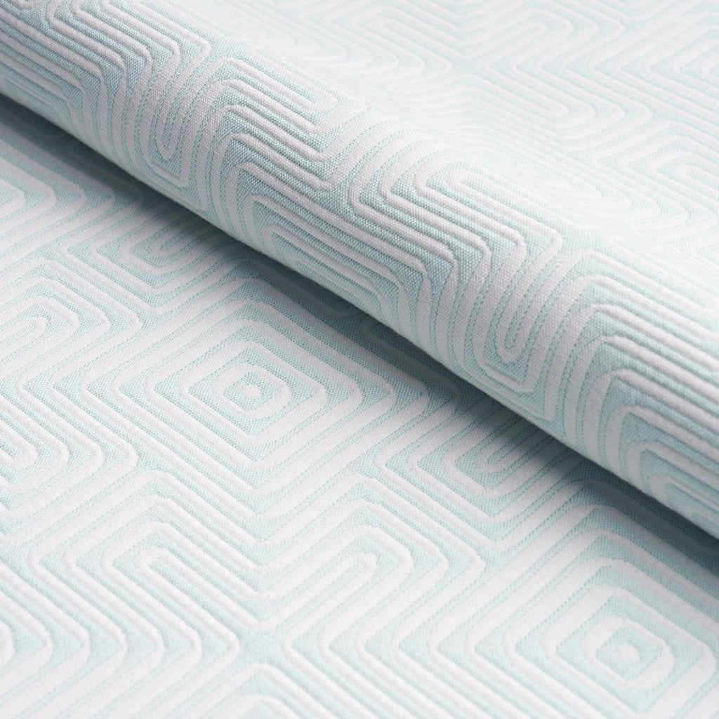 Schumacher Amazing Maze Indoor/Outdoor Aqua Breeze Fabric