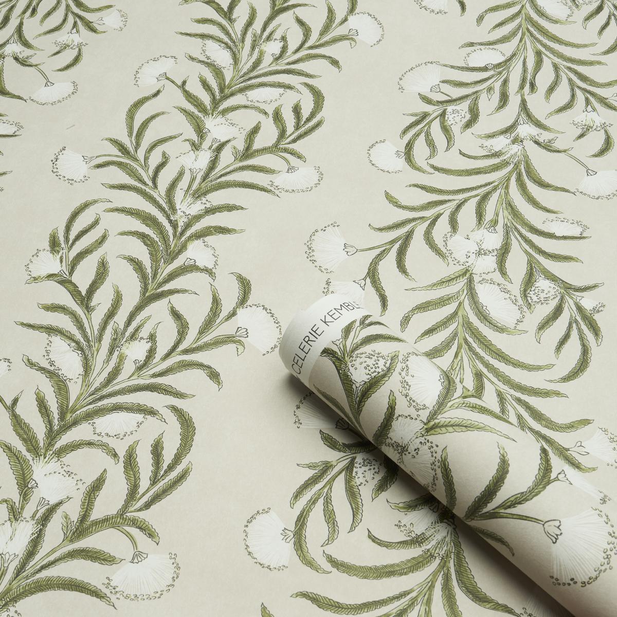 Schumacher Tasmanian Mimosa Ivory & Green Wallpaper – DecoratorsBest