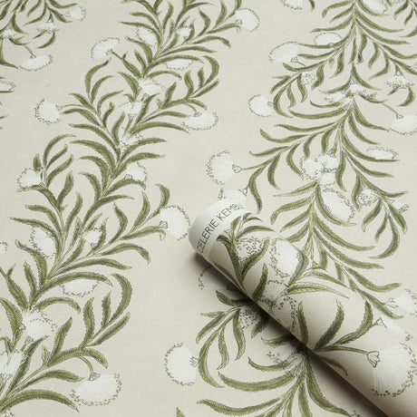 Schumacher Tasmanian Mimosa Ivory & Green Wallpaper