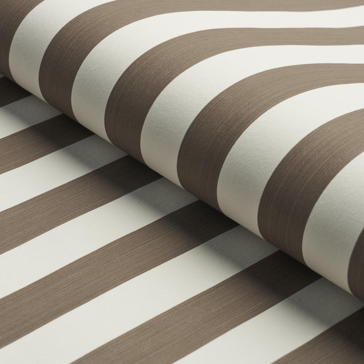 Schumacher Edwin Stripe Medium Mocha Wallpaper