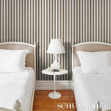 Schumacher Edwin Stripe Medium Mocha Wallpaper