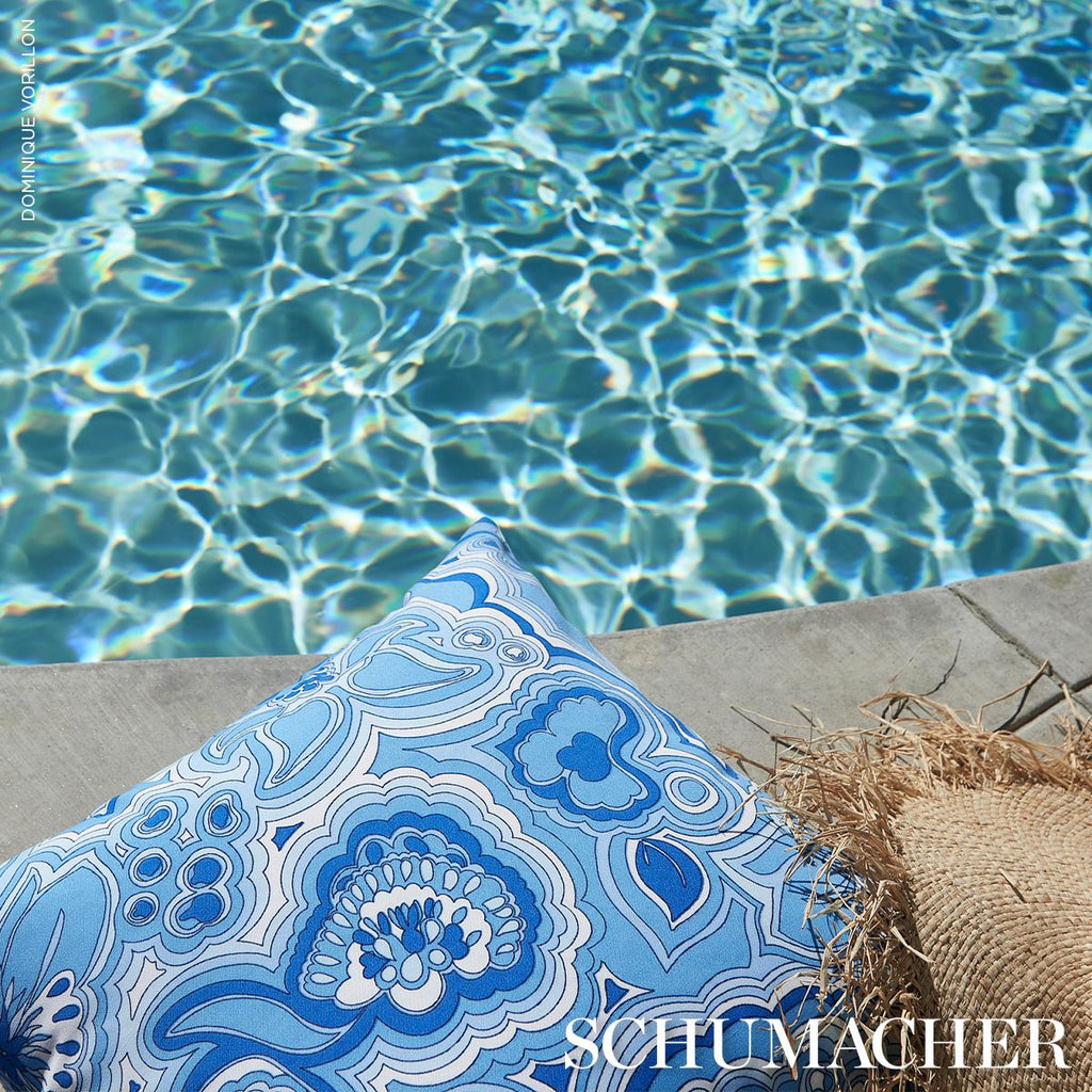 Schumacher Morning Sunrise Indoor/Outdoor Horizon Blue Fabric