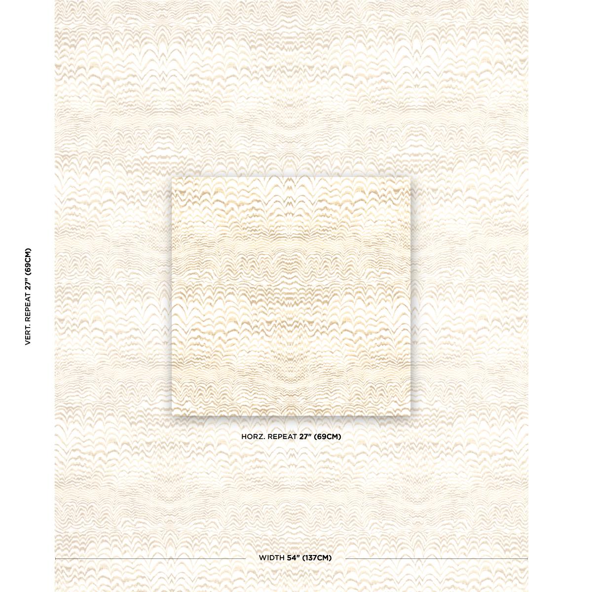 Schumacher Ink Wave Print Indoor/Outdoor Natural Fabric