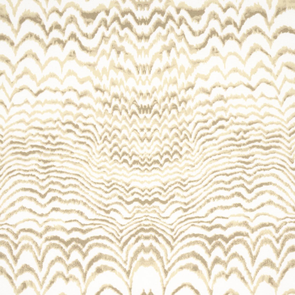 Schumacher Ink Wave Print Indoor/Outdoor Natural Fabric