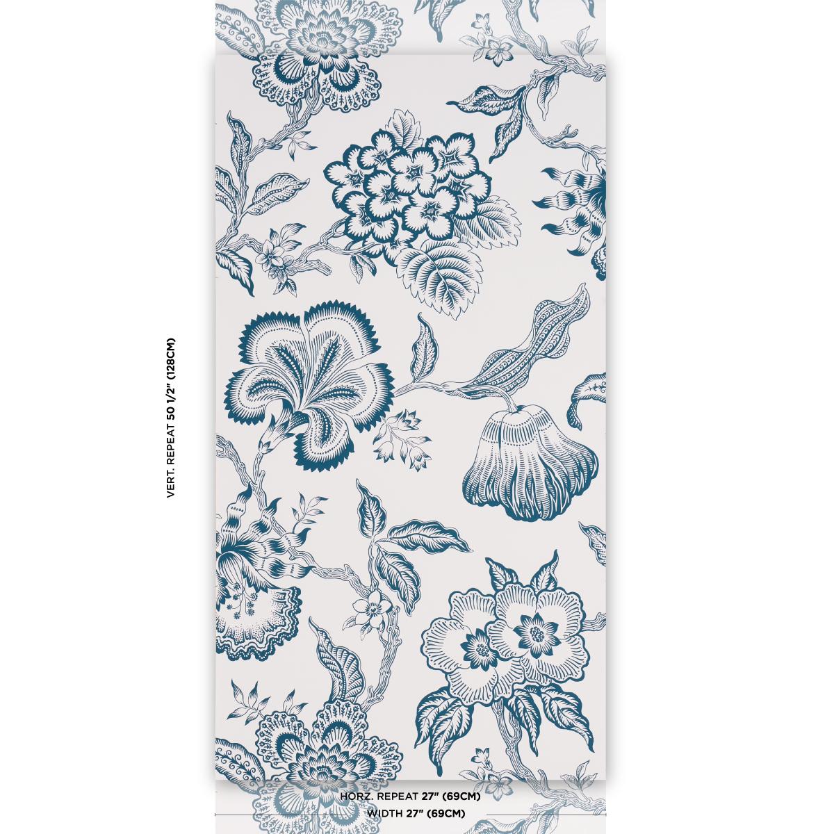 Schumacher Hothouse Flowers Silhouette Peacock On White Wallpaper