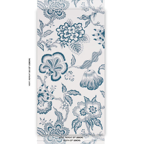 Schumacher Hothouse Flowers Silhouette Peacock On White Wallpaper