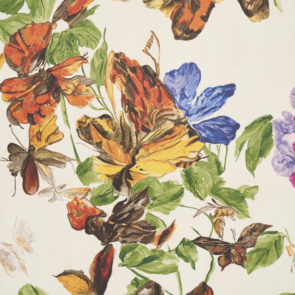 Schumacher Pyne Butterfly Monarch Orange Wallpaper