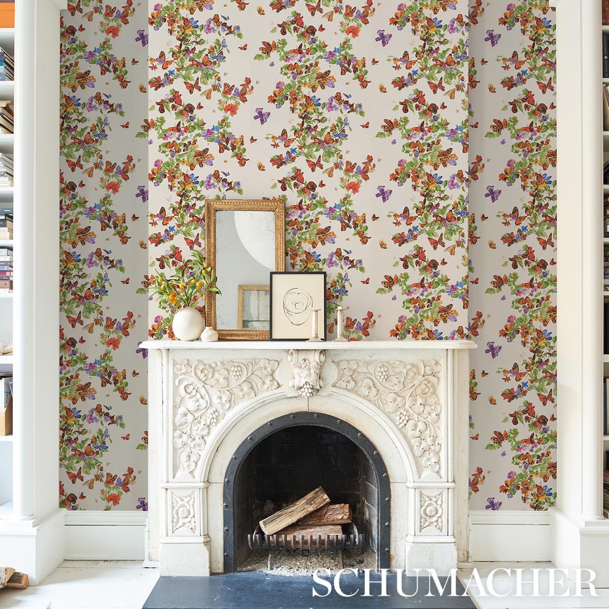 Schumacher Pyne Butterfly Monarch Orange Wallpaper