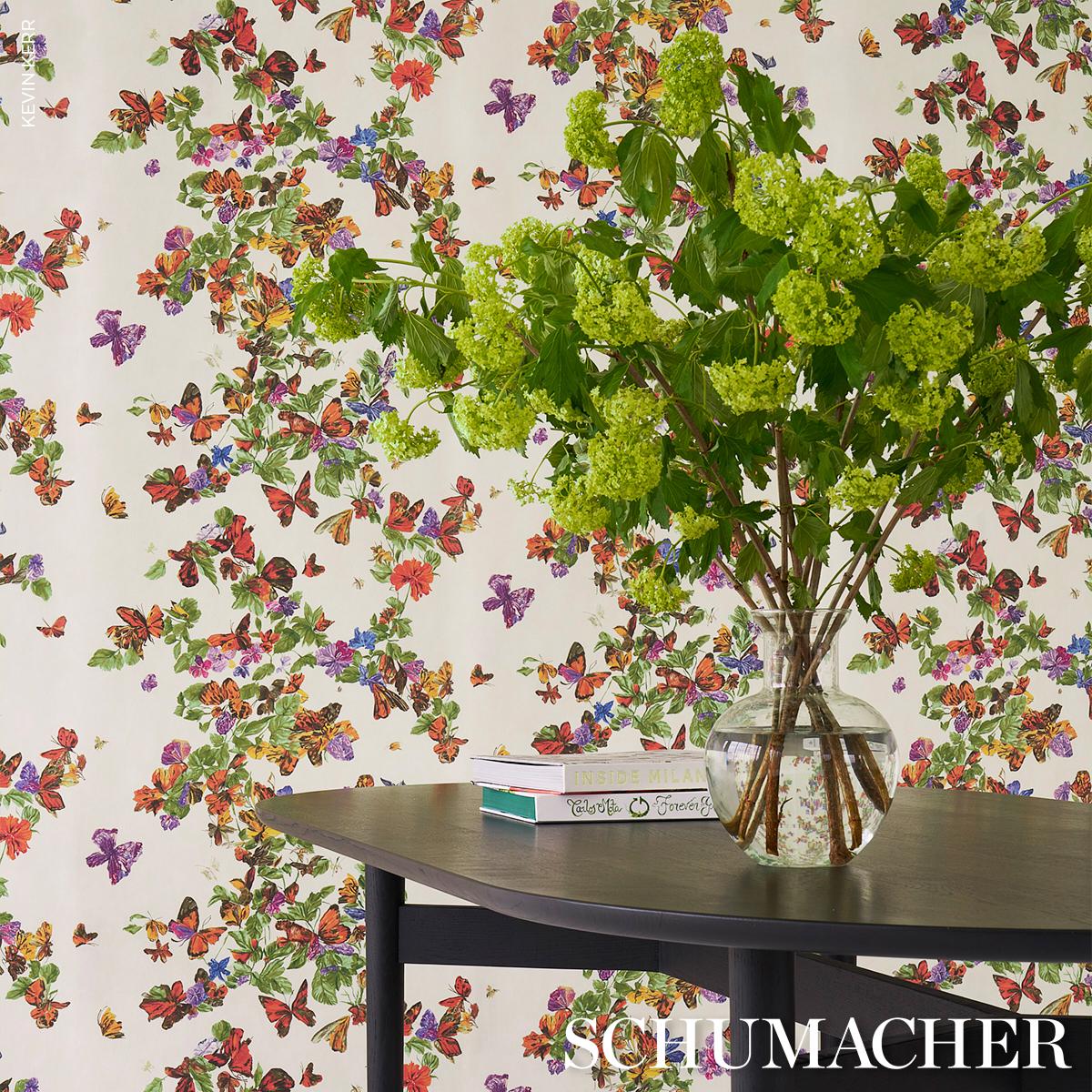 Schumacher Pyne Butterfly Monarch Orange Wallpaper