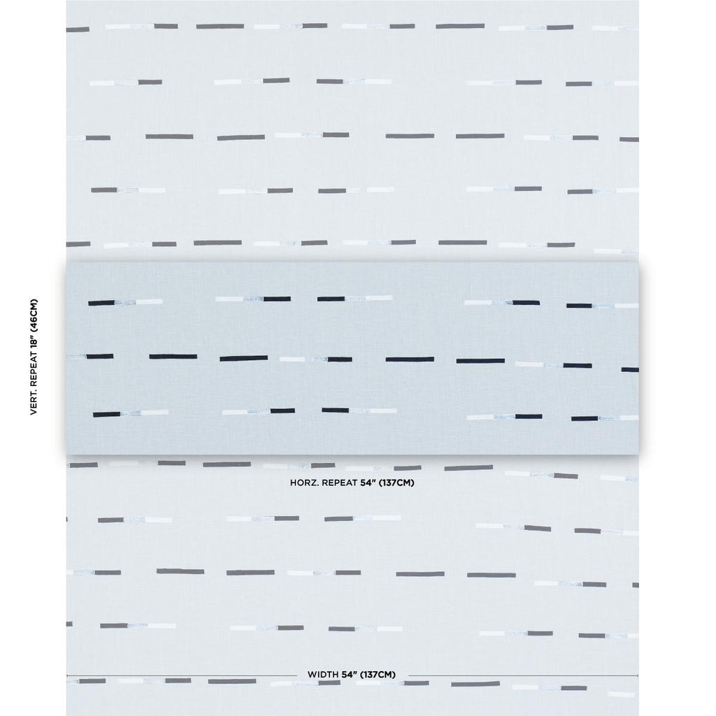 Schumacher Overlapping Dashes Sky Fabric