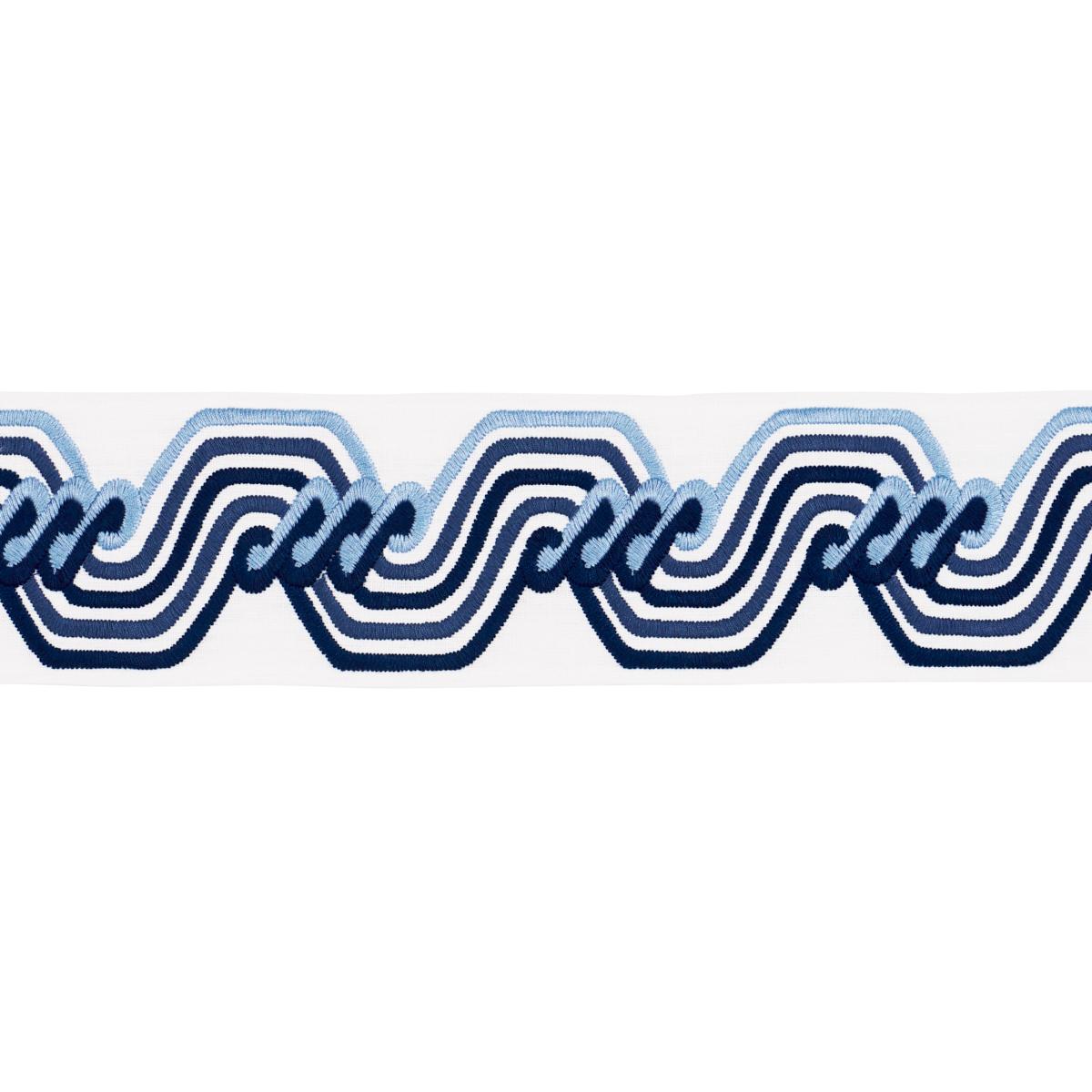 Schumacher Blue The Twist Embroidered Tape