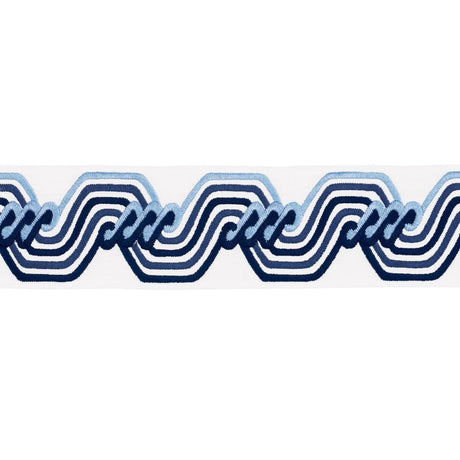 Schumacher Blue The Twist Embroidered Tape