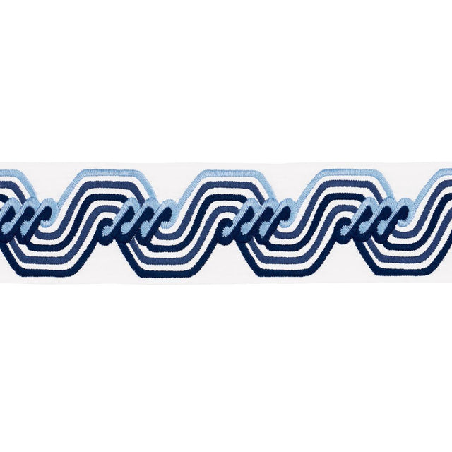 Schumacher Blue The Twist Embroidered Tape
