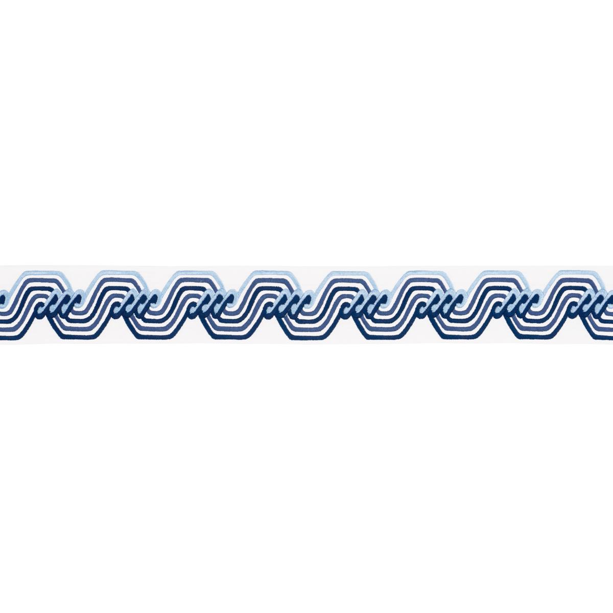 Schumacher Blue The Twist Embroidered Tape