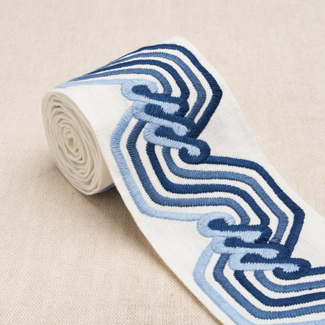 Schumacher Blue The Twist Embroidered Tape