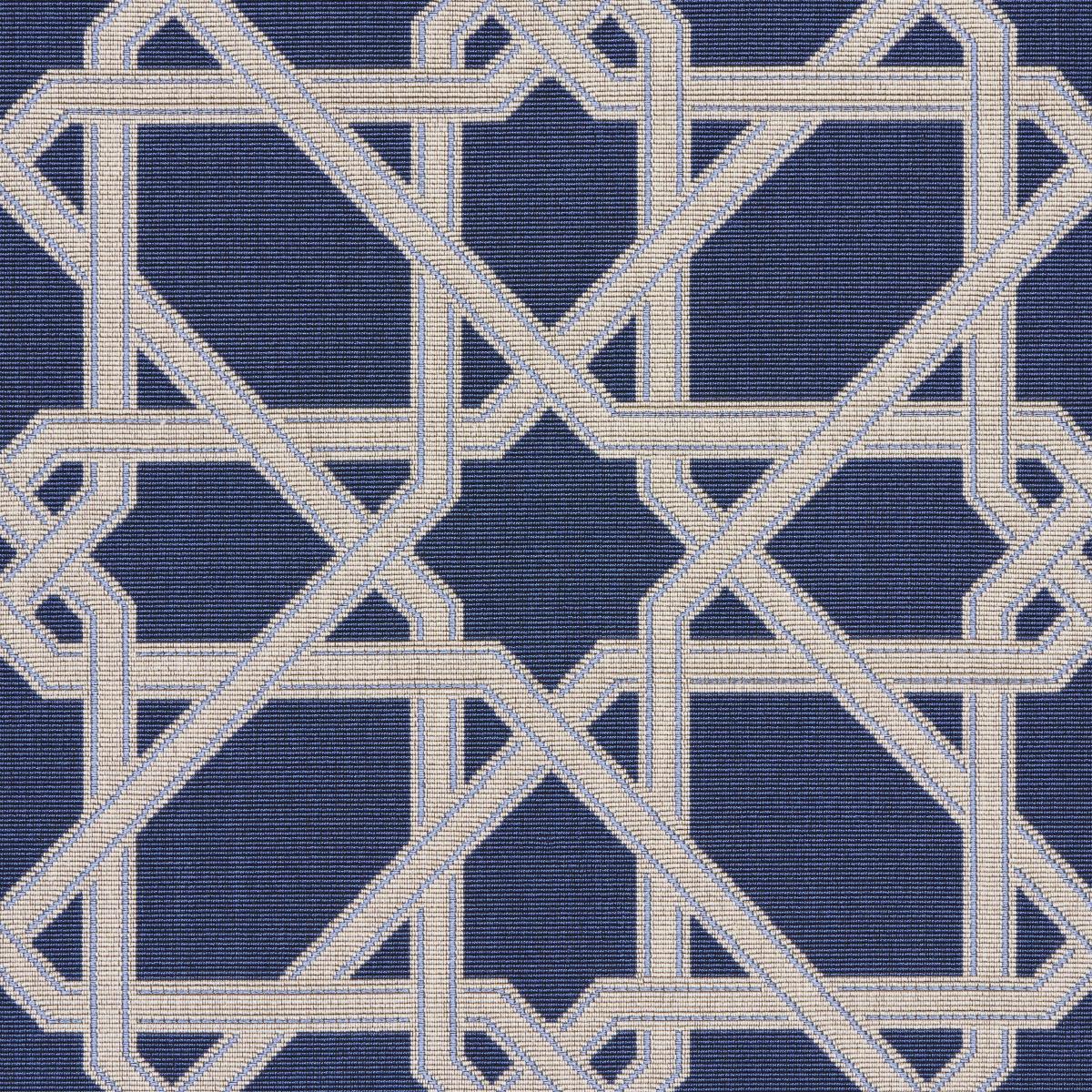 Schumacher Le Maroc Pingl Blue Fabric
