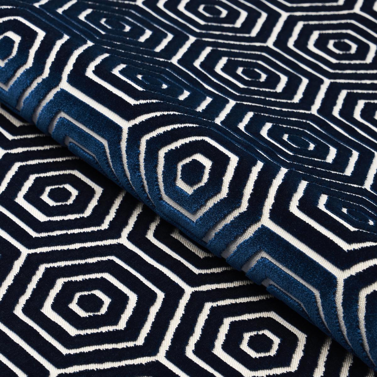Schumacher Bees Knees Cut Velvet Navy Fabric