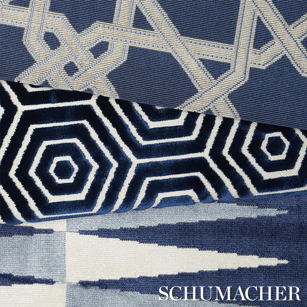 Schumacher Bees Knees Cut Velvet Navy Fabric