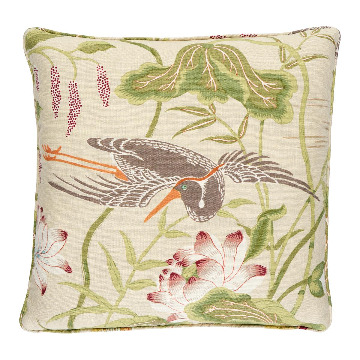 Schumacher Parchment 18" x 18" Lotus Garden Pillow