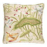 Schumacher Parchment 18" x 18" Lotus Garden Pillow