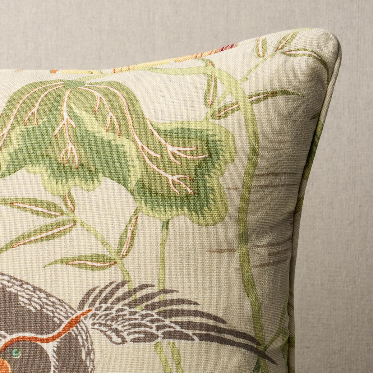 Schumacher Parchment 18" x 18" Lotus Garden Pillow