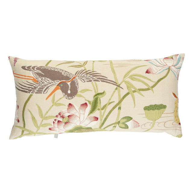 Schumacher Parchment 24" x 12" Lotus Garden Pillow