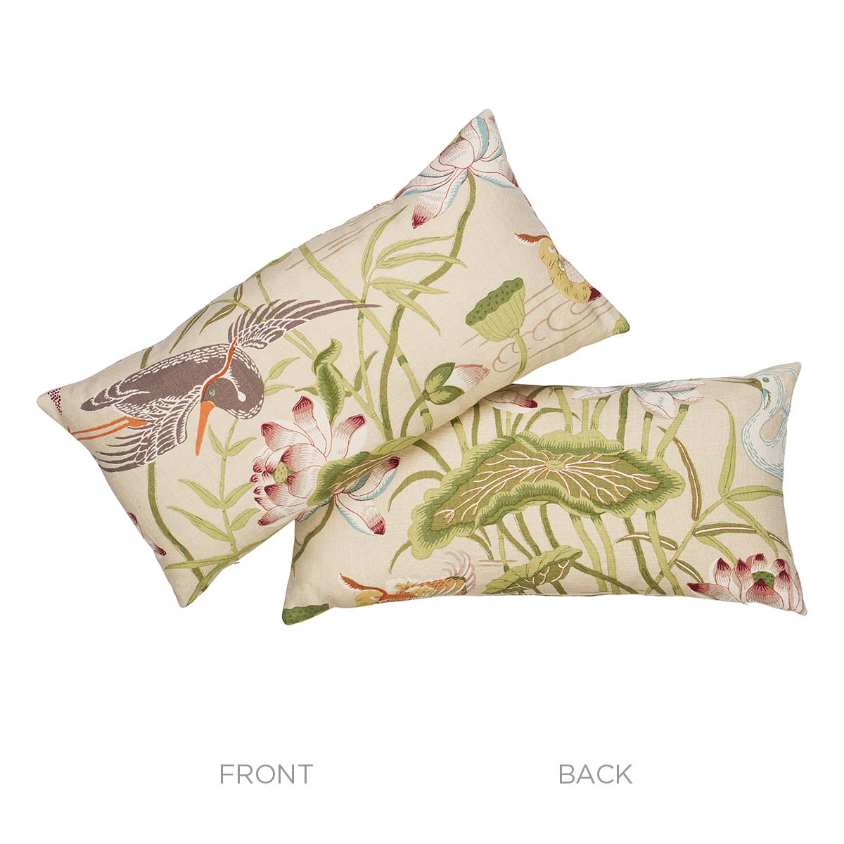 Schumacher Parchment 24" x 12" Lotus Garden Pillow