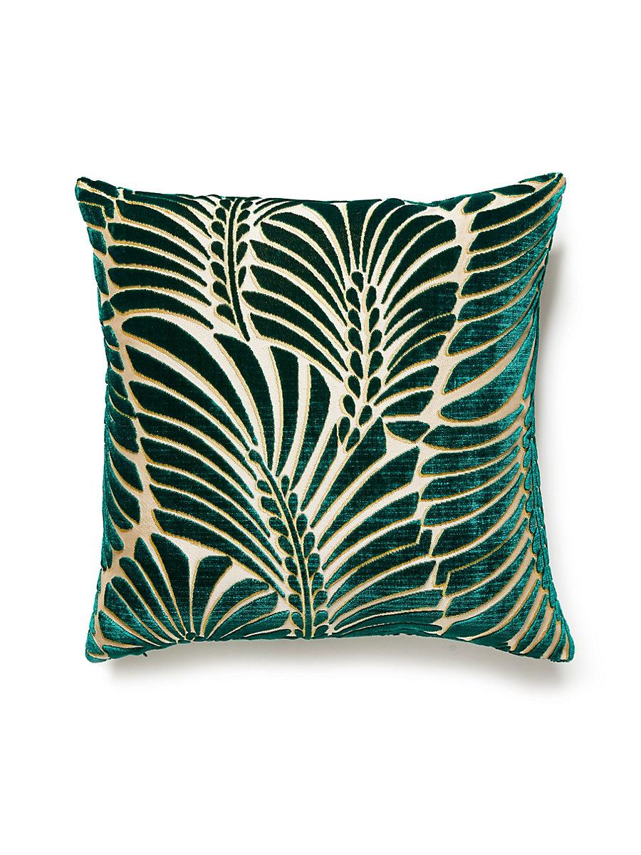 Scalamandre Plumes Silk Velvet 22 X 22 - Viridian Decorative Pillow