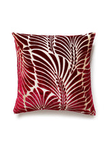 Scalamandre Plumes Silk Velvet 22 X 22 - Cerise Decorative Pillow