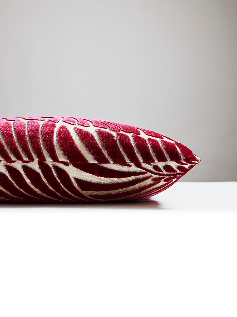 Scalamandre Plumes Silk Velvet 22 X 22 - Cerise Decorative Pillow