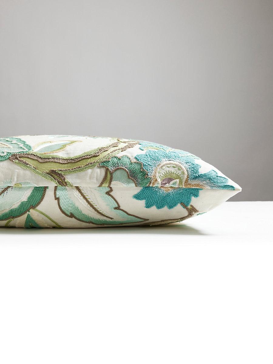 Scalamandre Hillside Crewel 22 X 22 - Celadon Decorative Pillow