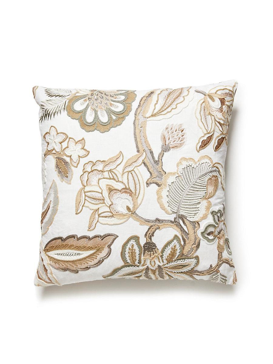 Scalamandre Hillside Crewel 22 X 22 - Ivory Decorative Pillow
