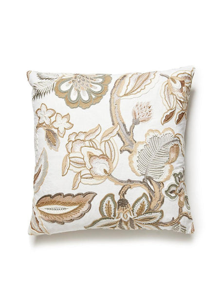 Scalamandre Hillside Crewel 22 X 22 - Ivory Decorative Pillow
