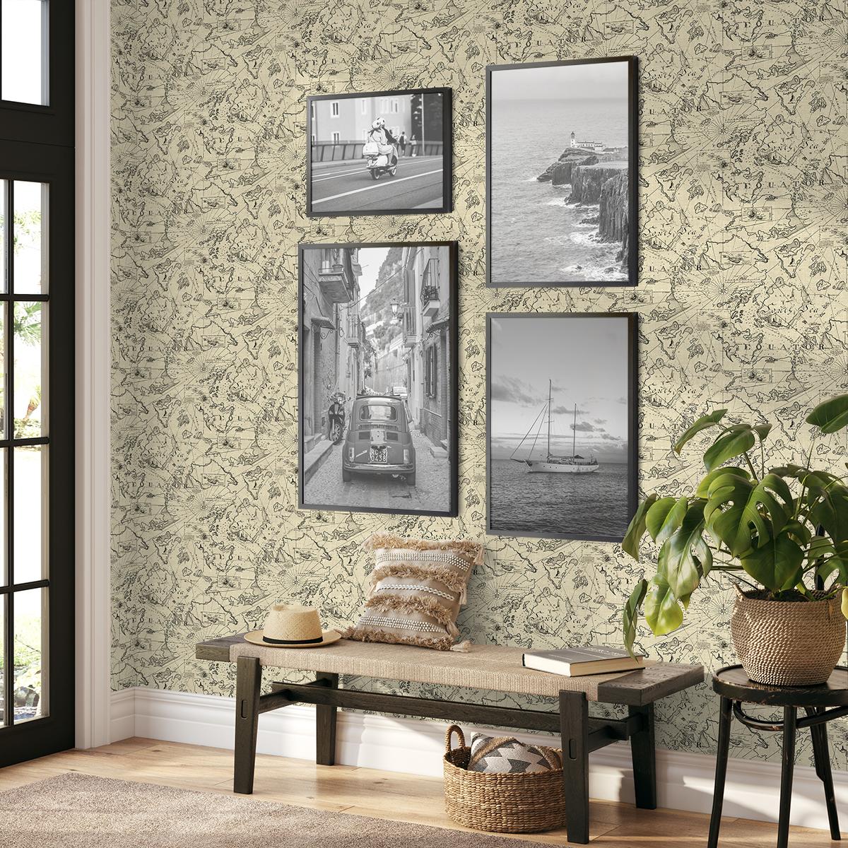 Tommy Bahama CHARTED COURSE PARCHMENT Wallpaper