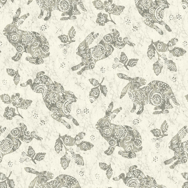 Surface Style Bunny Hop Pewter Wallpaper