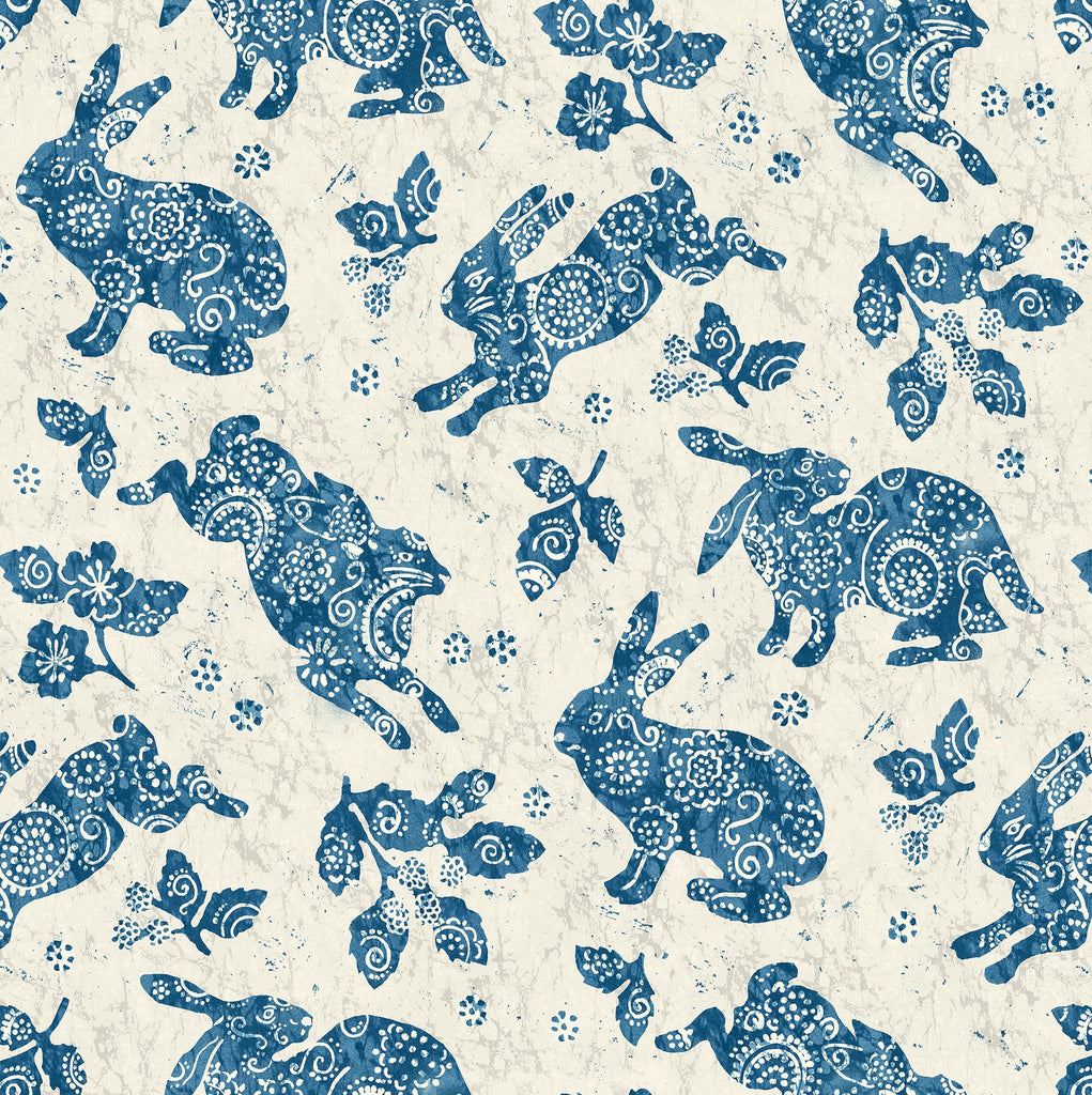 Surface Style Bunny Hop Porcelain Blue Wallpaper