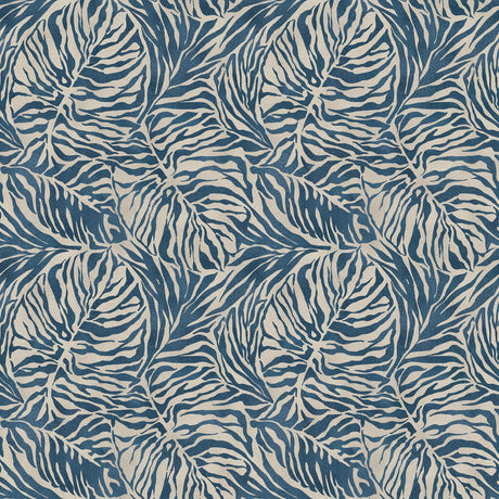 Tommy Bahama Zebra Leaf Indigo Wallpaper