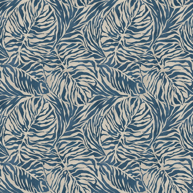 Tommy Bahama Zebra Leaf Indigo Wallpaper