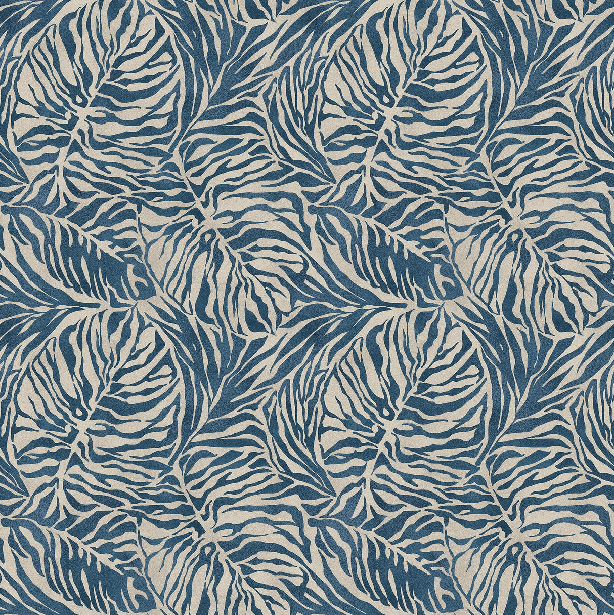 Tommy Bahama Zebra Leaf Indigo Wallpaper