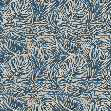 Tommy Bahama Zebra Leaf Indigo Wallpaper