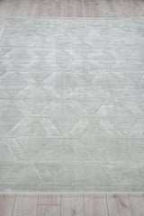 Exquisite Rugs Brunello Modern Handmade Shiny Nylon 6736 Light Silver 10' x 14' Area Rug