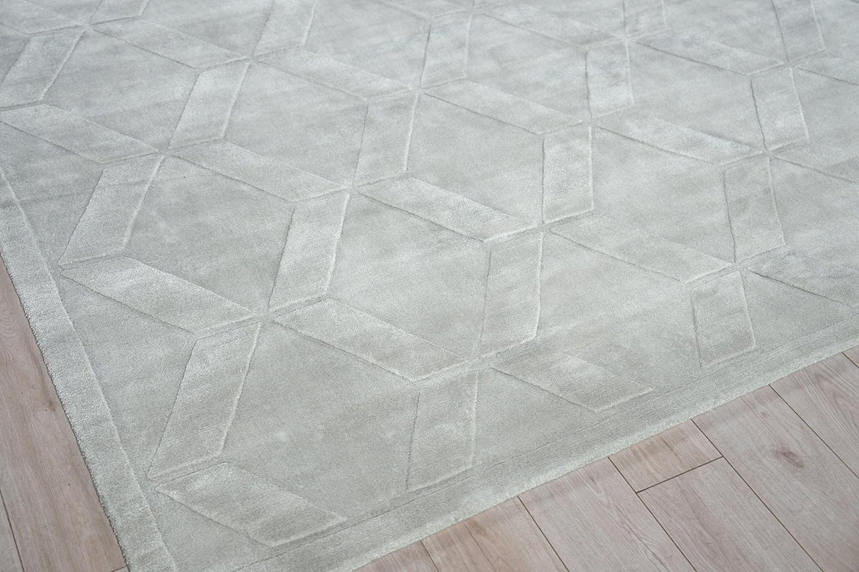 Exquisite Rugs Brunello Modern Handmade Shiny Nylon 6736 Light Silver 6' x 9' Area Rug