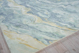 Exquisite Rugs Gianni Handloomed New Zealand Wool/Bamboo Silk 6649 Blue/Gold 8' x 10' Area Rug