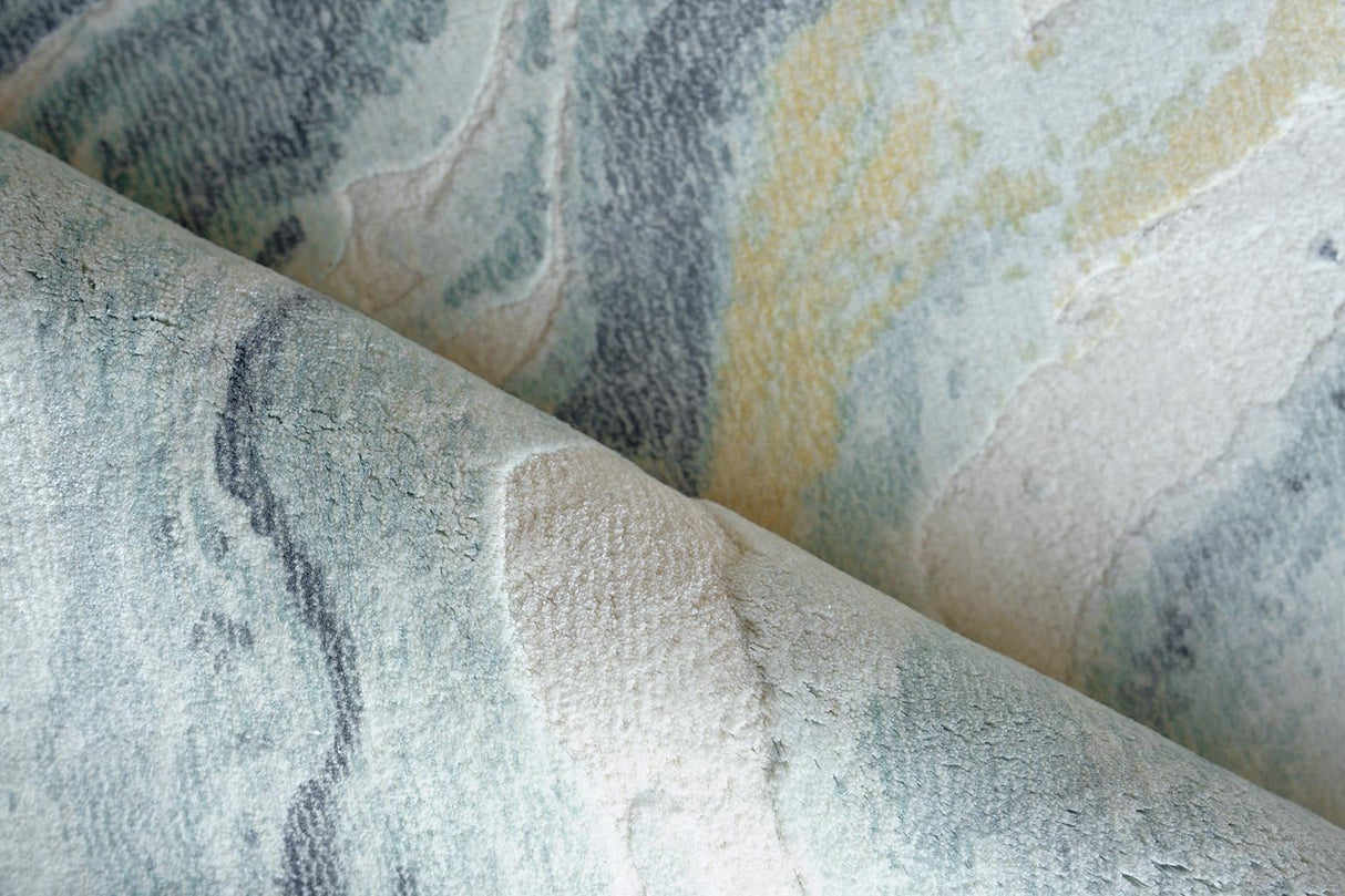 Exquisite Rugs Gianni Handloomed New Zealand Wool/Bamboo Silk 6649 Blue/Gold 8' x 10' Area Rug