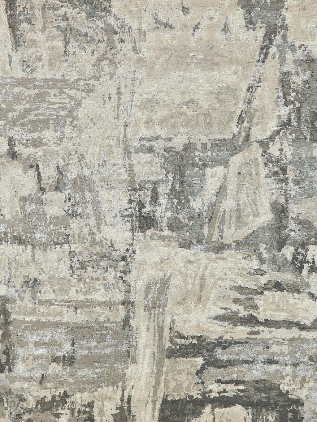 Exquisite Rugs Luxury Laureno Hand-knotted Bamboo Silk 6318 Ivory/Gray 8' x 10' Area Rug